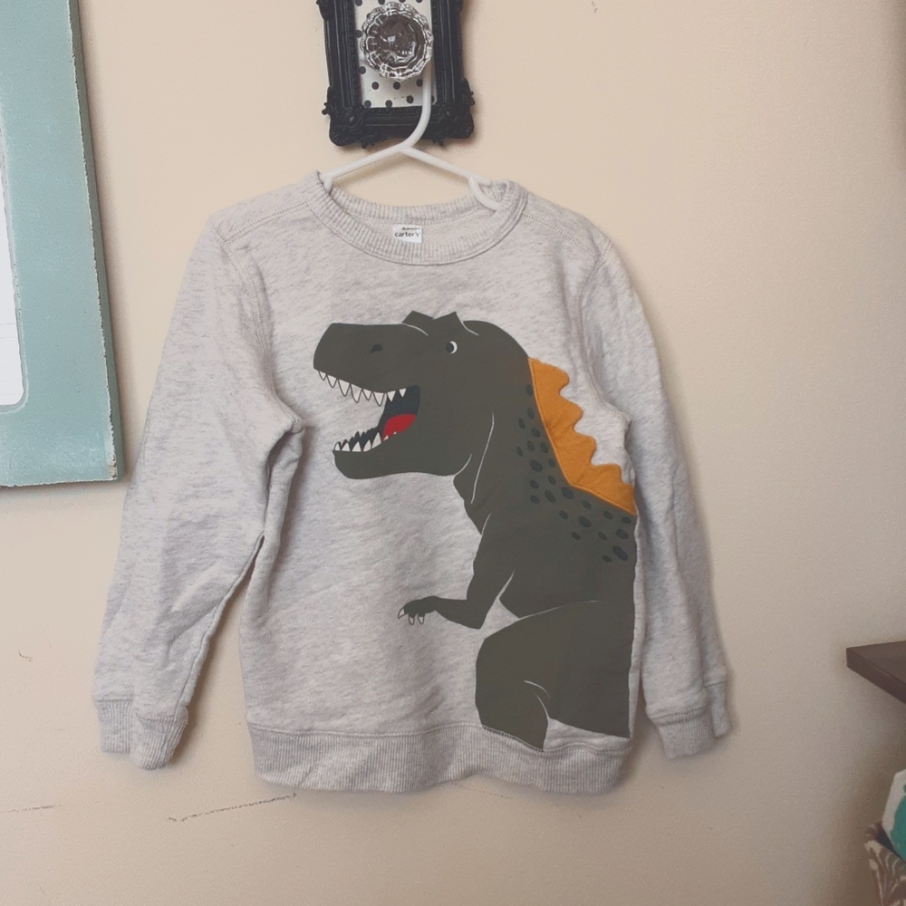 Carter's Trex Dinosaur Pullover Gray Sweater - Picture 1 of 3